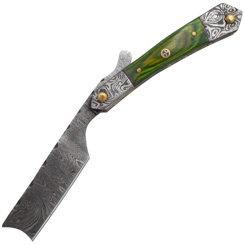 Old Ram Straight Razor | Straight-Edge-Razor Sharp High-Hardness Real Damascus Steel Cutthroat Straight Edge-Blade | Barber Razor - Image 2